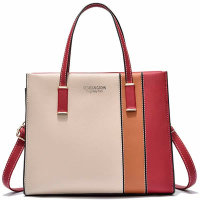 Women Top Handle Bag Fashion Leather Crossbody Colorblock Ladies Handbag Satchel