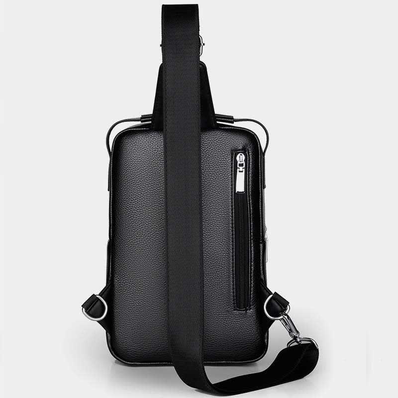 Men's Leather Sling Backpack Chest Crossbody Shoulder Bag for Travel Hiking