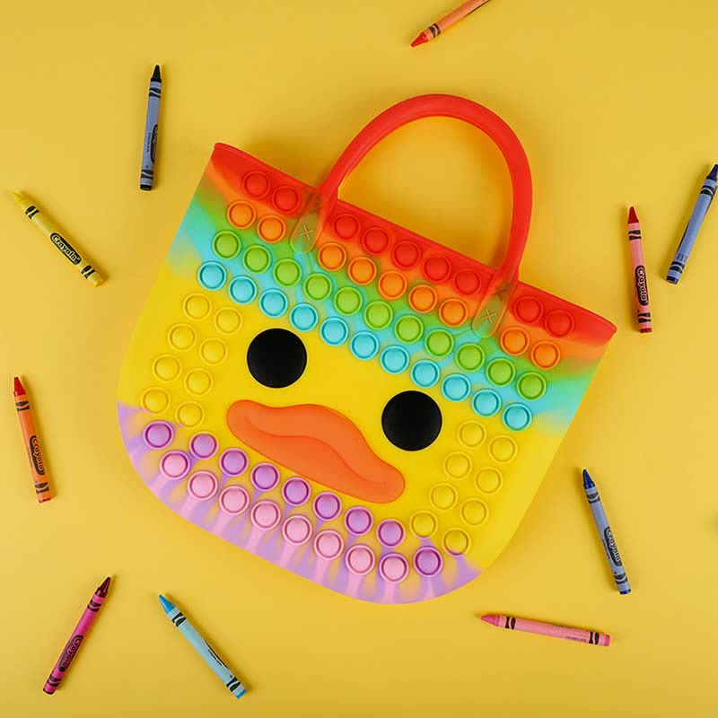 Handbag for Child Cute Duck Colorful Decompress Silicone Beach Bag