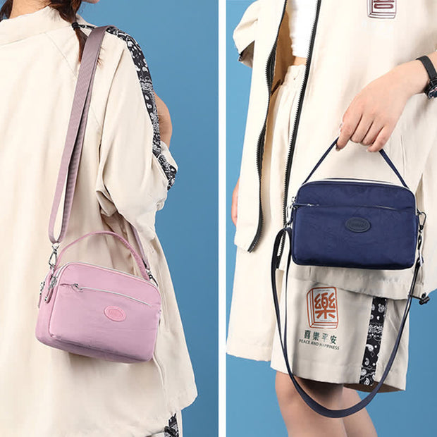 Nylon Crossbody Bag for Women Triple Zip Shoulder Bag Casual Nylon Purse