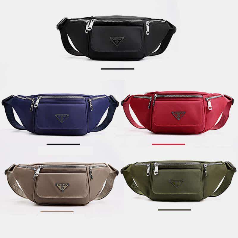 Multi-Pocket Nylon Waist Bag Lightweight Multi-Carry Chest Bag Waist Pack