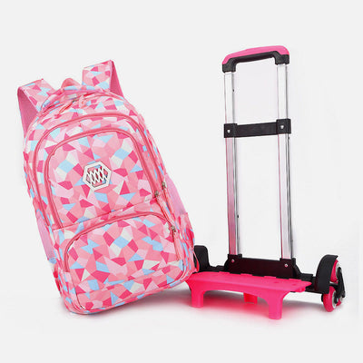 Rolling Wheels School Bag For Boys Girls Colorful Printing Backpack