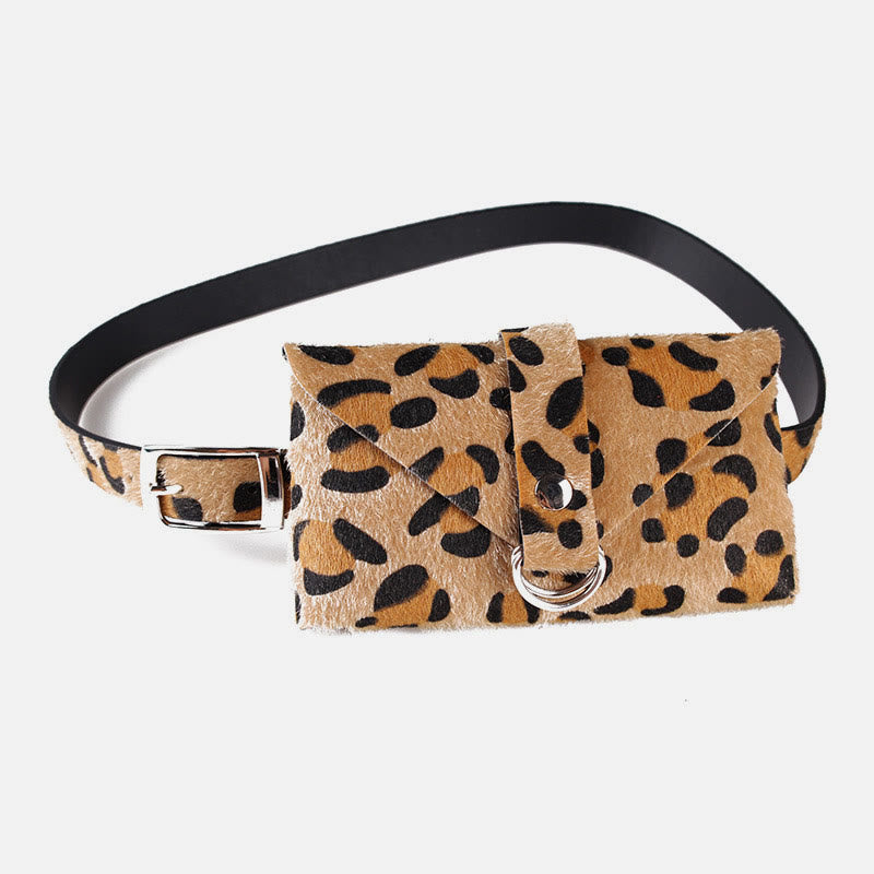 Leopard Pattern Waist Bag Women Artificial Horse Hair Belt Bag