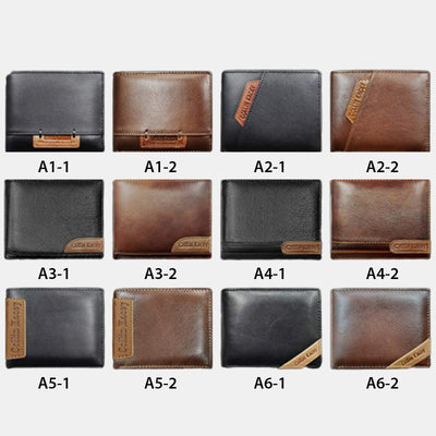 Mens Retro Bifold Short Roomy Leather Wallet Multi Style Optionals