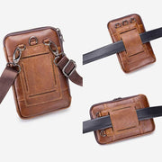 2-Way Use Genuine Leather Belt Loop Holster Mini Crossbody Bag