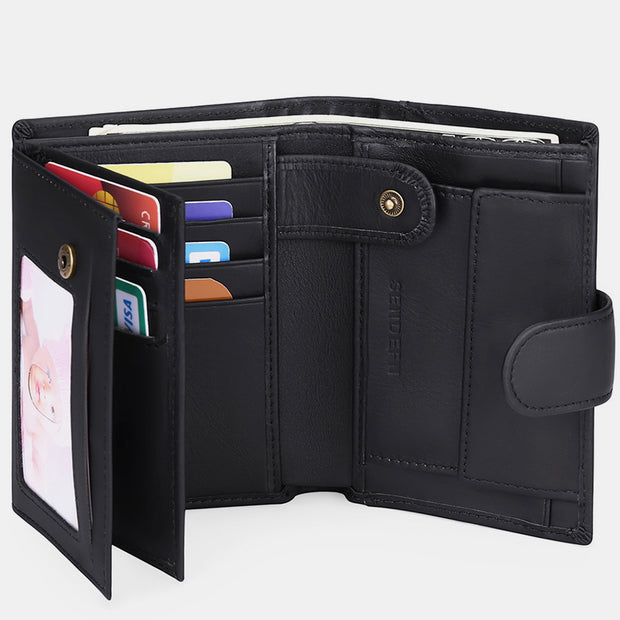 Women's Genuine Leather RFID Blocking Small Wallet Card Case Purse