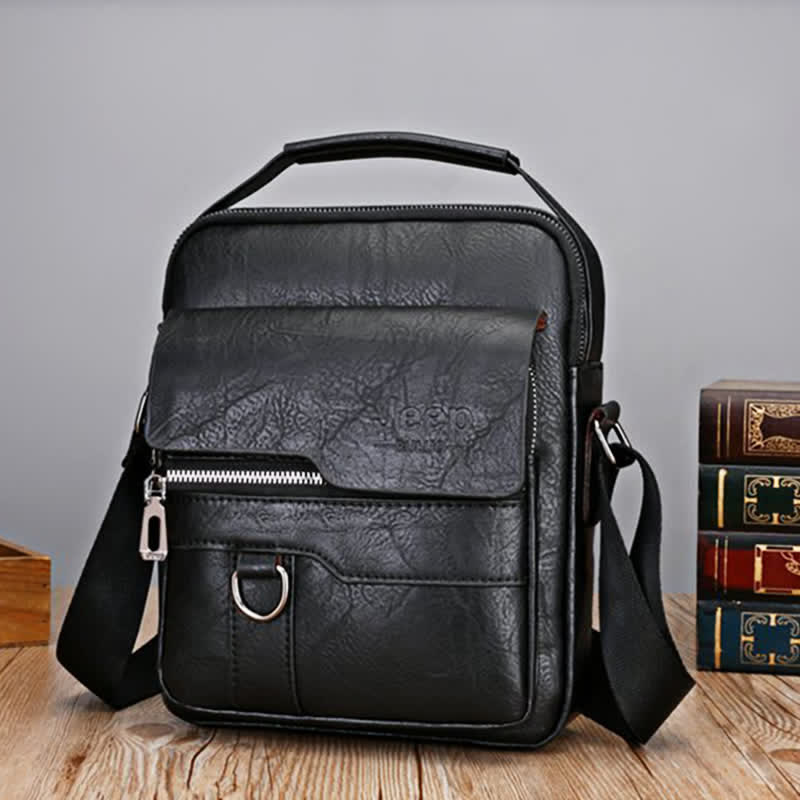 Lightweight Soft PU Messenger Bag Classic Slim Business Briefcase Crossbody Bag