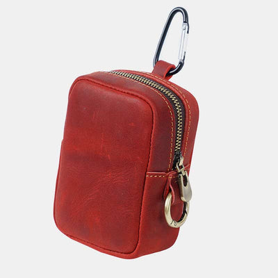 Genuine Leather Zipper Coin Purses Pouch for Women Men with Belt Loop