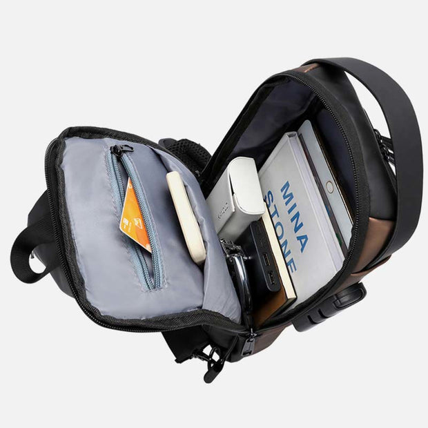 Sling Bag For Men Anti-theft Waterproof Combination Lock Crossbody Bag