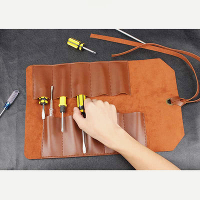 Leather Roll Up Tool Pouch Bag Tool Organizer Retched Bag