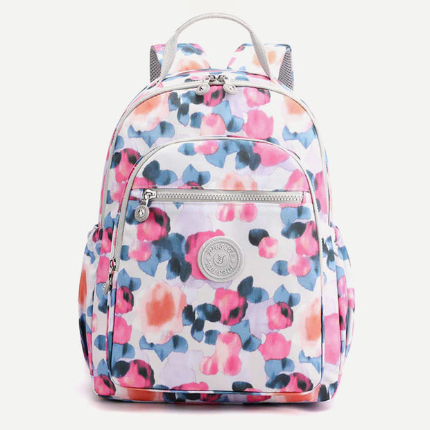 Backpack for Women Waterproof Multi-Compartment Printing Casual Nylon Lightweight Schoolbag