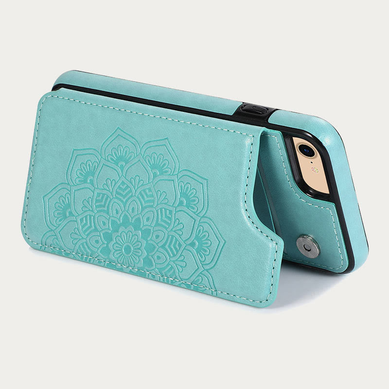 Phone Case For Daily Flower Pattern Magnetic Button Leather Case