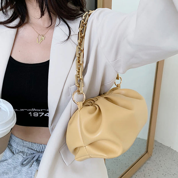 Soft Leather Underarm Bag For Women Simple Chain Shoulder Bag