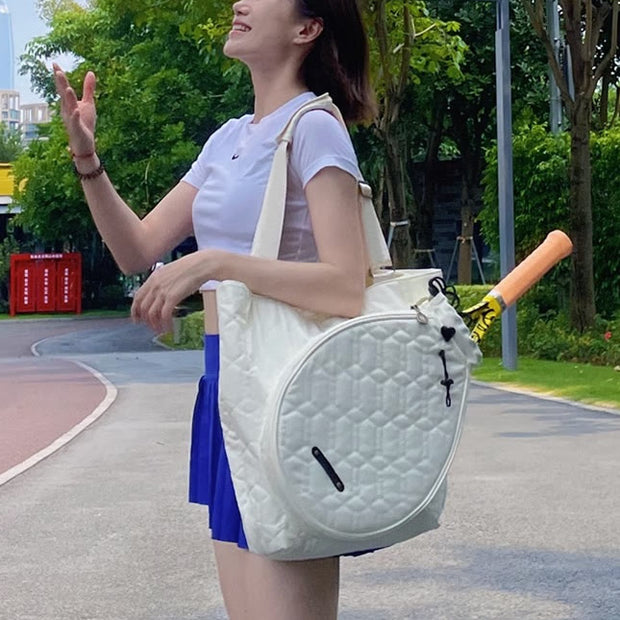 Women Nylon Racket Bag White Outdoor Badminton Sports Shoulder Bag