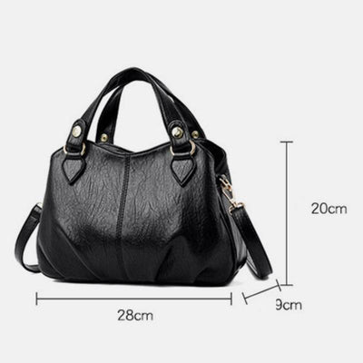 Women's Triple Compartment Satchel Leather Top-Handle Purse Crossbody Bag Handbag