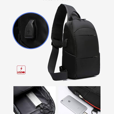 Sling Crossbody Backpack Shoulder Bag for Men with USB Charger Port