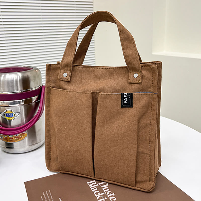 Mini Tote For Women Solid Color Simple Canvas Handbag