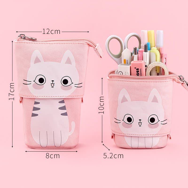 Cute Cat Pattern Appealable Canvas Daily Pencil Case Storage Bag