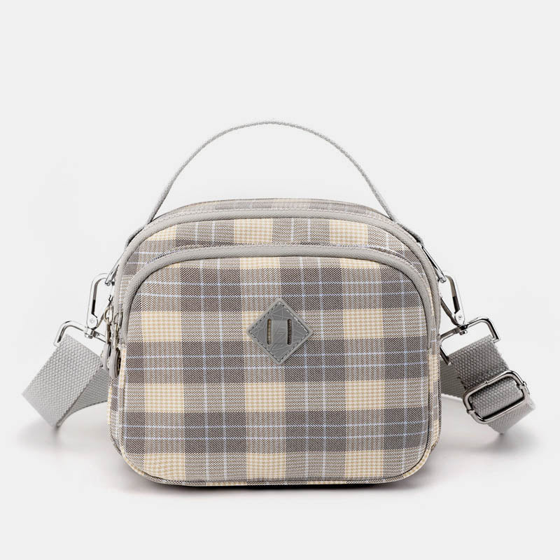 3 Layer Crossbody Bag for Women Lightweight Plaid Printed Shoulder Bag