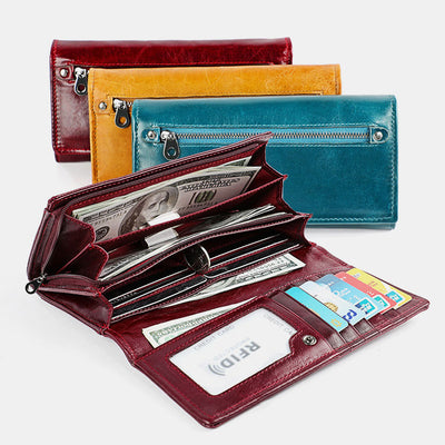 Money Manager RFID Women's Leather Wallet Cellphone Holder Clutch Organizer