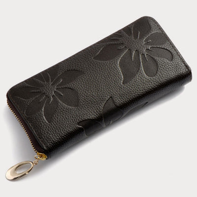 Wallet For Women Flower Print Large Capacity Long Cash Purse