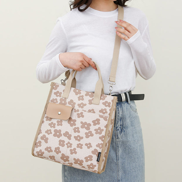 Floral Crossbody Tote For Office Cute Nylon Shoulder Purse