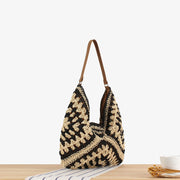 Straw Shoulder Bag For Women Hollow Out Holiday Beach Bag