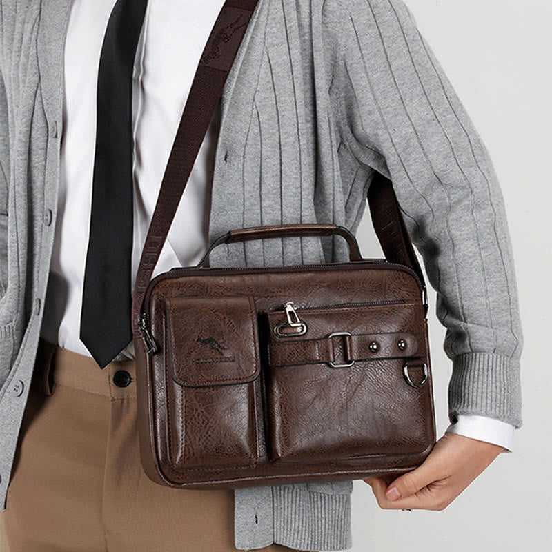 Classic Messenger Bag For Men Business Leather Crossbody Satchel Purse