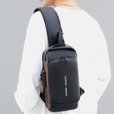 Anti-theft Waterproof Large Capacity Casual Sling Bag With USB Charging Port & Reflective Strip