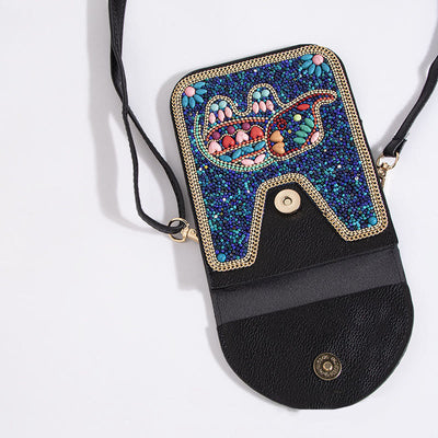 Bohemian Phone Bag Women Shell Flowers Pattern Magnetic Crossbody Bag