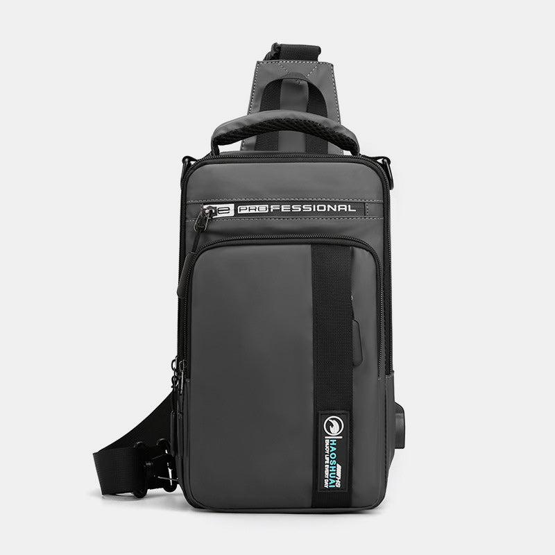 4 Way-use Lightweight Multi-Pocket Classic Sling Bag With USB Charging Port