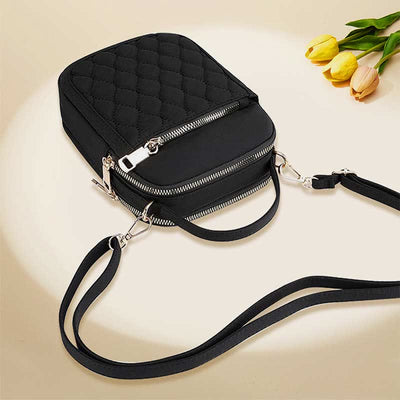 Small Crossbody Purse for Women Triple Zip Cell Phone Quilted Handbag