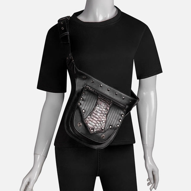 Steampunk Waist Bag For Women Men Rivet Leather Hip Pack
