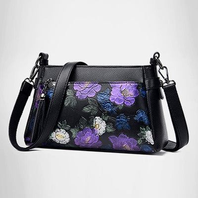 Blooming Floral Crossbody Bag For Women Dragonfly Print Tassel Purse