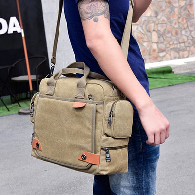 Messenger Bag for Men Casual Canvas Multi-Pocket crossbody bag