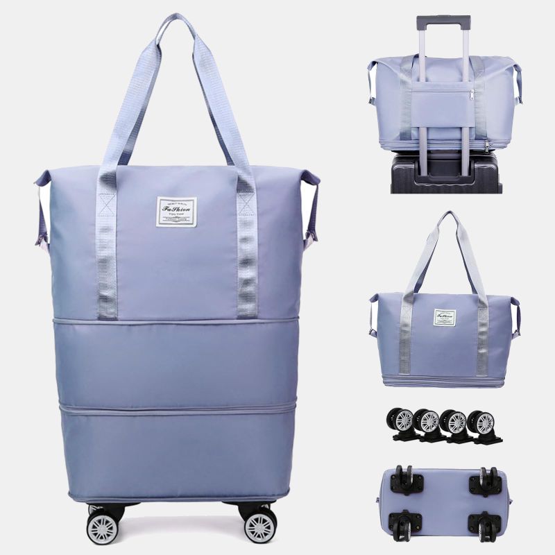 Expandable Rolling Duffel Bag with Detachable Wheels Large Shopping Tote Handbag Purses