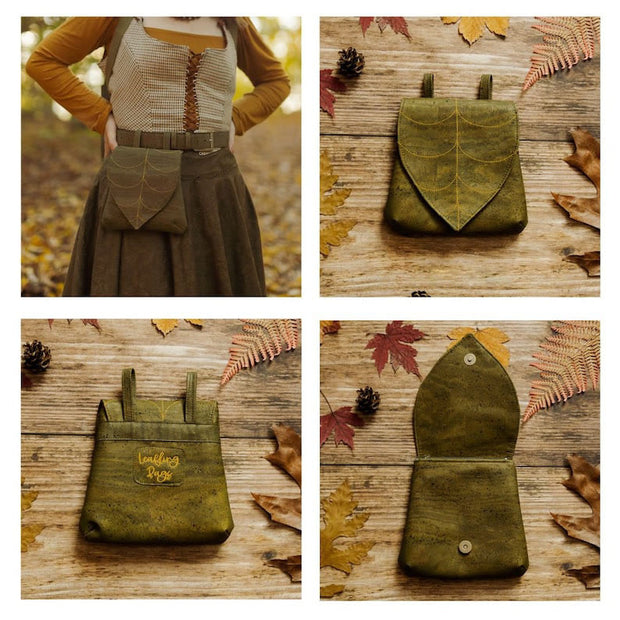Nordic Vintage Medieval Belt Bag Leaves Pattern Cosplay Waist Bag