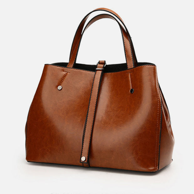 Minimalist Tote Pure Color Leather Crossbody Handbag For Women