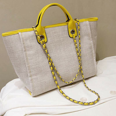 Crossbody Canvas Tote For Women Chain Strap Bucket Bag