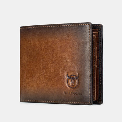 Genuine Leather RFID Multi-Slot Gradient Short Wallet