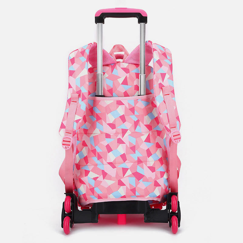 Rolling Wheels School Bag For Boys Girls Colorful Printing Backpack