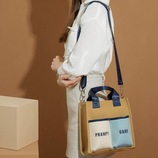 Functional Handbag Tote Mommy Bag Multi-Pocket Shoulder Purse with Crossbody Strap