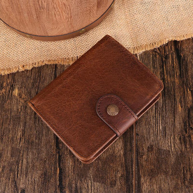12 Card Slots Genuine Leather RFID Anti theft Short Wallet