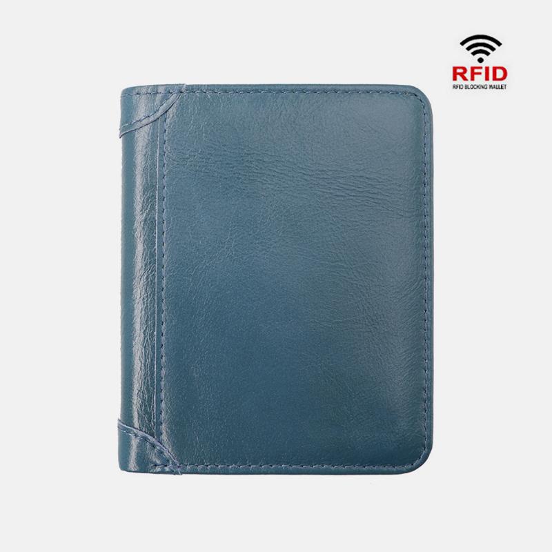 Large Capacity RFID Bifold Real Leather Wallet