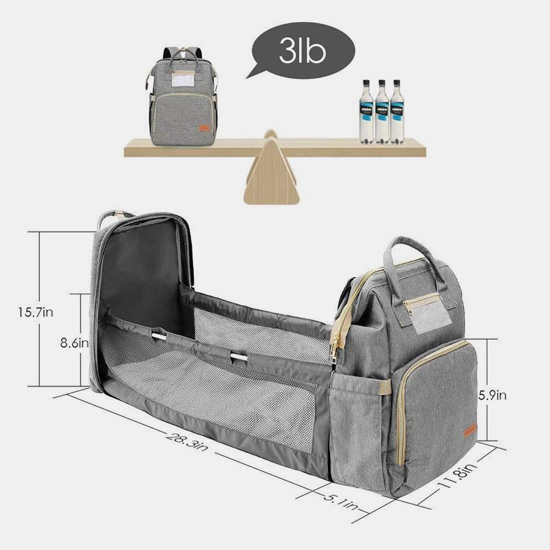 Diaper Bag Portable Travel Backpack with Changing Pad USB Charging