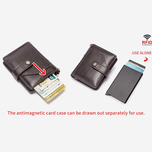 RFID Bifold Business Short Wallet With Chain