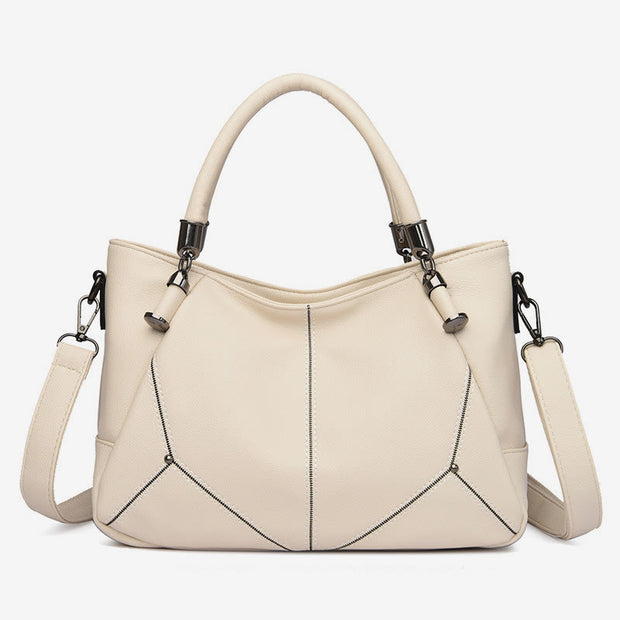 Soft Leather Handbag Women Adjustable Wide Strap Minimalist Crossbody Tote