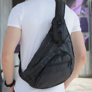 Sling Bag for Men Black Lightweight Nylon Crossbody Chest Bag