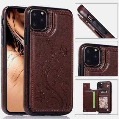 Phone Case Kickstand for iPhone with Card Holder Double Magnetic Clasp