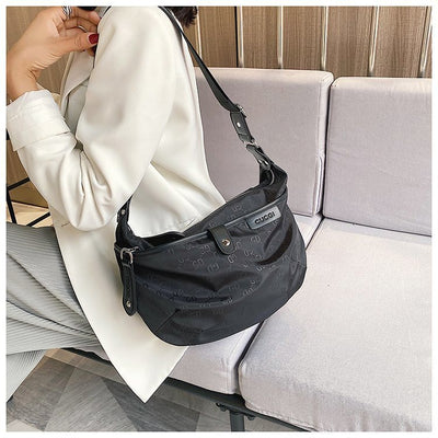 Adjustable Nylon Crossbody Bag Women Large Crescent Shoulder Bag